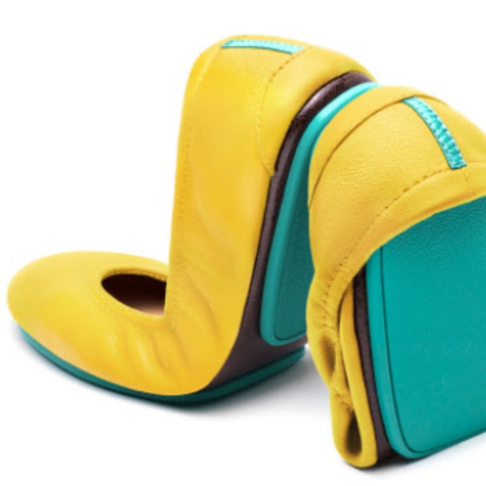 Tieks Mustard Yellow Flats. Size 9.